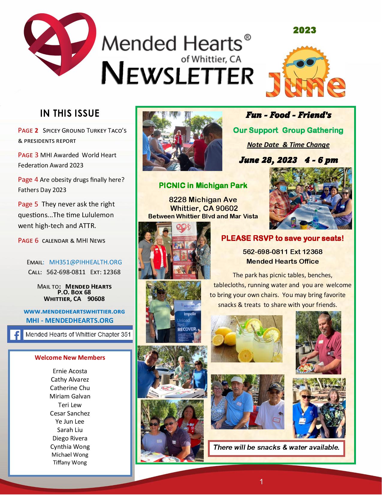 Mended Hearts Whittier May 2023 Newsletter
